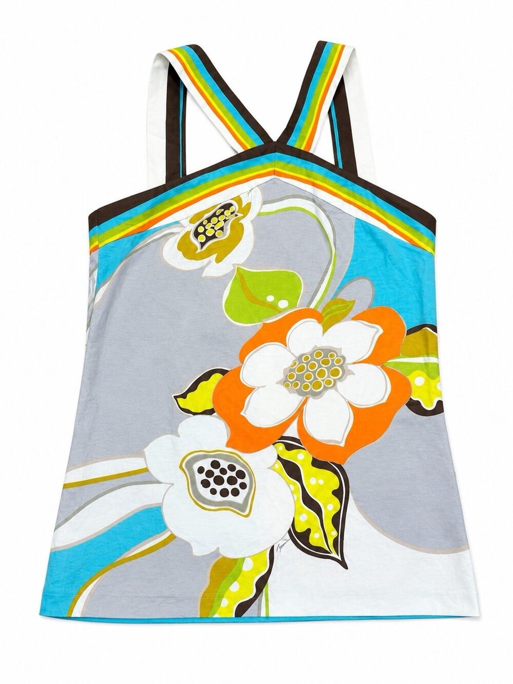 Trina Turk Halter Top Cotton Top Flowers 4 NWOT